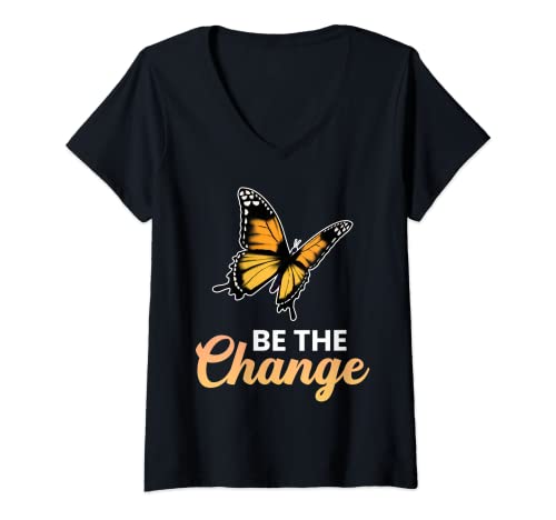 Damen Be The Change Lustige Earth's Day Save Our Planet Grafik T-Shirt mit V-Ausschnitt Damen Be The Change Lustige Earth's Day Save Our Planet Grafik T-Shirt mit V-Ausschnitt von Funny Love Planet Graphic & More