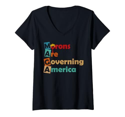 Damen MAGA-Schwachköpfe regieren Amerika T-Shirt mit V-Ausschnitt Damen MAGA-Schwachköpfe regieren Amerika T-Shirt mit V-Ausschnitt von Funny MAGA Morons Are Governing America Tee Shirt
