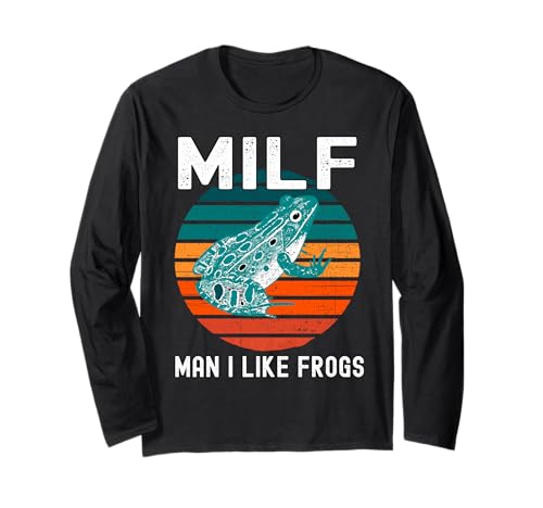 Milf Man I Like Frogs Lustiger Frosch Amphibien Papa Witz Langarmshirt Milf Man I Like Frogs Lustiger Frosch Amphibien Papa Witz Langarmshirt von Funny MILF Man I Like Frogs Love Froggy Dad Jokes