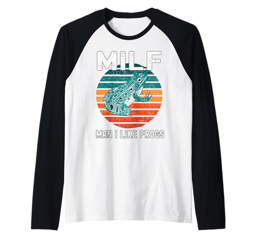 Milf Man I Like Frogs Lustiger Frosch Amphibien Papa Witz Raglan Milf Man I Like Frogs Lustiger Frosch Amphibien Papa Witz Raglan von Funny MILF Man I Like Frogs Love Froggy Dad Jokes