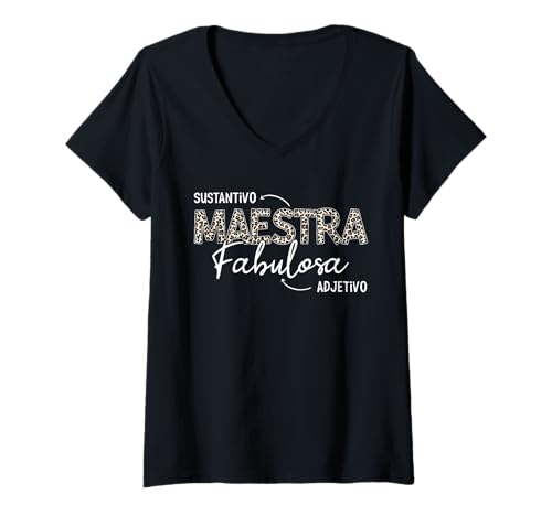 Damen Sustantivo Maestra Fabulosa Wertschätzung für Spanischlehrer T-Shirt mit V-Ausschnitt von Funny Maestra Fabulosa Shirts for Women Men