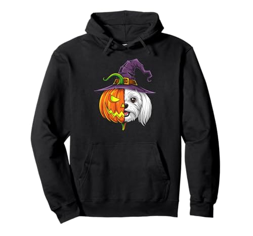 Malteser Kürbis Jack O Laterne Halloween Kinder Herren Damen Pullover Hoodie von Funny Maltese Dog Lovers Halloween Pumpkin Outfits
