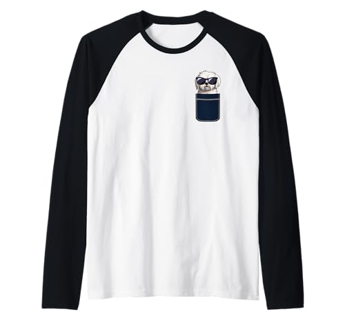 Coole maltesische Kunst für Männer Frauen Hund in einer Tasche Hundetrainer Raglan von Funny Maltese Gift Dog Lover