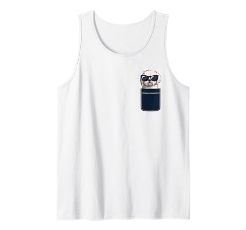 Coole maltesische Kunst für Männer Frauen Hund in einer Tasche Hundetrainer Tank Top von Funny Maltese Gift Dog Lover