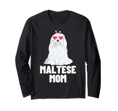 Coole maltesische Mutter für Frauen Mädchen Hundefriseur Hundeliebhaber Besitzer Langarmshirt von Funny Maltese Gift Dog Lover