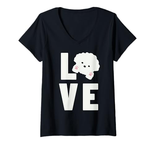 Damen Lustiger Malteser für Männer und Frauen, Hundeliebhaber, Hundebesitzer, Welpe T-Shirt mit V-Ausschnitt von Funny Maltese Gift Dog Lover