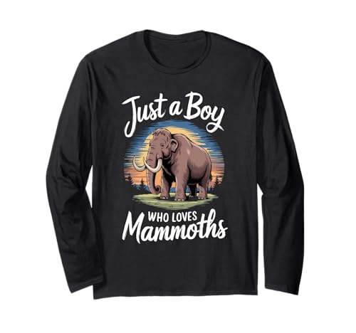 Just A Boy Who Loves Mammoths Ice Animal Fan Kids Mammut Langarmshirt Just A Boy Who Loves Mammoths Ice Animal Fan Kids Mammut Langarmshirt von Funny Mammoth Lover Clothing