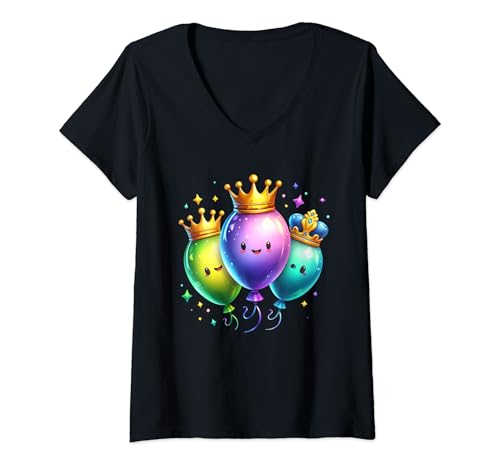 Damen Bling Luftballons Karneval Karneval Kostüm Damen T-Shirt mit V-Ausschnitt Damen Bling Luftballons Karneval Karneval Kostüm Damen T-Shirt mit V-Ausschnitt von Funny Mardi Gras Bling Balloons Costume & Outfits