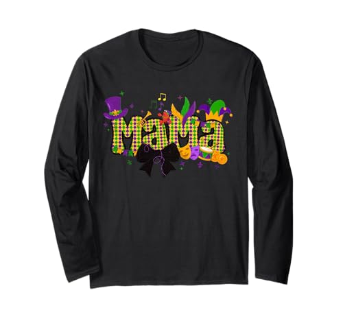 Fasching Mama Kokette Schleife Karneval Party Festival Mutter Langarmshirt Fasching Mama Kokette Schleife Karneval Party Festival Mutter Langarmshirt von Funny Mardi Gras Coquette Bow Carnival Party