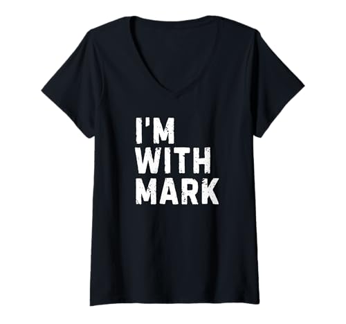 Damen Lustiges Zeichen Ich Bin mit Mark Junggesellenabschied, Geburtstagszeichen T-Shirt mit V-Ausschnitt Damen Lustiges Zeichen Ich Bin mit Mark Junggesellenabschied, Geburtstagszeichen T-Shirt mit V-Ausschnitt von Funny Mark Name for Groups going out with Mark