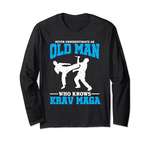 Never Underestimate An Old Man Krav Maga Grafik Langarmshirt Never Underestimate An Old Man Krav Maga Grafik Langarmshirt von Funny Martial Arts Themed Gifts Tee