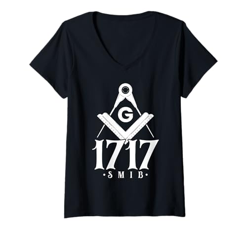 Damen 1717 Lustiges Mauerwerk Quadrat und Kompass Freimaurer Freimaurer T-Shirt mit V-Ausschnitt Damen 1717 Lustiges Mauerwerk Quadrat und Kompass Freimaurer Freimaurer T-Shirt mit V-Ausschnitt von Funny Masonry Tees for Women Men