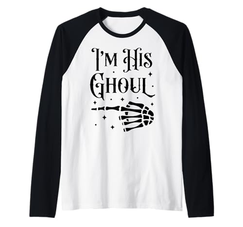 Im Her Boo Im His Ghoul Halloween Paar Passende Frauen Männer Raglan von Funny Matching Couples Halloween Costume Skeleton