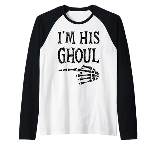 Im Her Boo Im His Ghoul Halloween Paar Passende Frauen Männer Raglan von Funny Matching Couples Halloween Costume Skeleton
