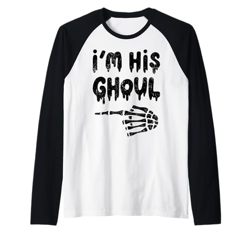 Im Her Boo Im His Ghoul Halloween Paar Passende Frauen Männer Raglan von Funny Matching Couples Halloween Costume Skeleton