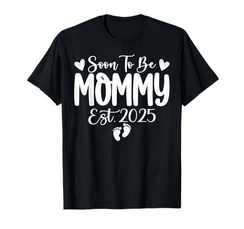 Schwangerschaft Bald Mama Est 2025 Babyparty Familie T-Shirt von Funny Matching Family Pregnancy Announcement 2025