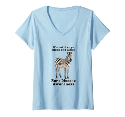 Damen Rare Disease Awareness Zebra Chronic Illness Warrior Support T-Shirt mit V-Ausschnitt Damen Rare Disease Awareness Zebra Chronic Illness Warrior Support T-Shirt mit V-Ausschnitt von Funny Matching Tees Co.