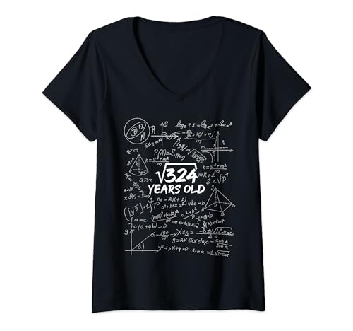 Damen Quadratwurzel von 324, 18 Jahre alt, lustiges Geschenk zum 18. Geburtstag T-Shirt mit V-Ausschnitt Damen Quadratwurzel von 324, 18 Jahre alt, lustiges Geschenk zum 18. Geburtstag T-Shirt mit V-Ausschnitt von Funny Math Lover 18 Years Old, 18th Birthday Gift