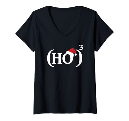 Damen Ho Ho Ho Lustiges Merry Christmas Math T-Shirt T-Shirt mit V-Ausschnitt von Funny Math T-shirts
