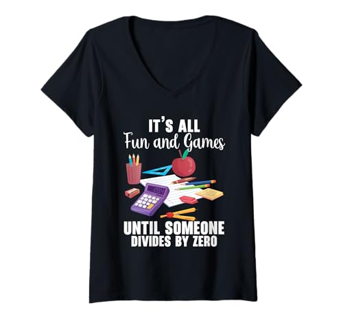 Damen Lustiger Mathematiklehrer Mathematiker Thema Mathematik Witz T-Shirt mit V-Ausschnitt Damen Lustiger Mathematiklehrer Mathematiker Thema Mathematik Witz T-Shirt mit V-Ausschnitt von Funny Math Teacher Mathematician Mathematics