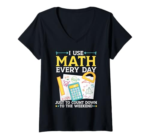 Damen Lustiger Mathematiklehrer Mathematiker Thema Mathematik Witz T-Shirt mit V-Ausschnitt Damen Lustiger Mathematiklehrer Mathematiker Thema Mathematik Witz T-Shirt mit V-Ausschnitt von Funny Math Teacher Mathematician Mathematics