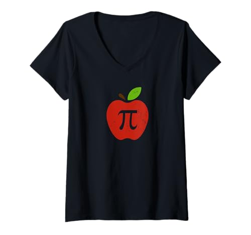 Damen Apple Pi Day Mathe Nerd T-Shirt mit V-Ausschnitt Damen Apple Pi Day Mathe Nerd T-Shirt mit V-Ausschnitt von Funny Math Teacher Pi Day