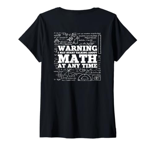 Damen Warnung Ich kann jederzeit anfangen, über Mathe zu sprechen (Zurück) T-Shirt mit V-Ausschnitt von Funny Mathematics Sayings For Math Fans