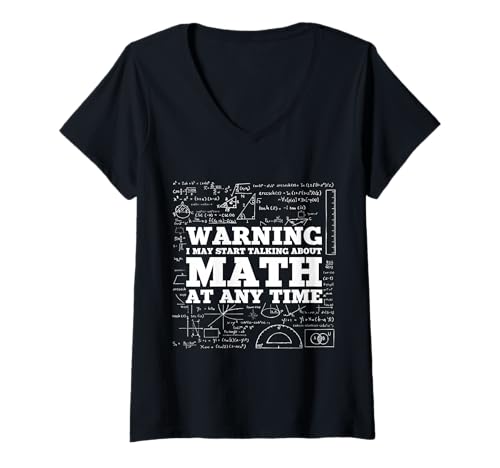 Damen Warnung Ich kann jederzeit anfangen, über Mathe zu sprechen T-Shirt mit V-Ausschnitt Damen Warnung Ich kann jederzeit anfangen, über Mathe zu sprechen T-Shirt mit V-Ausschnitt von Funny Mathematics Sayings For Math Fans