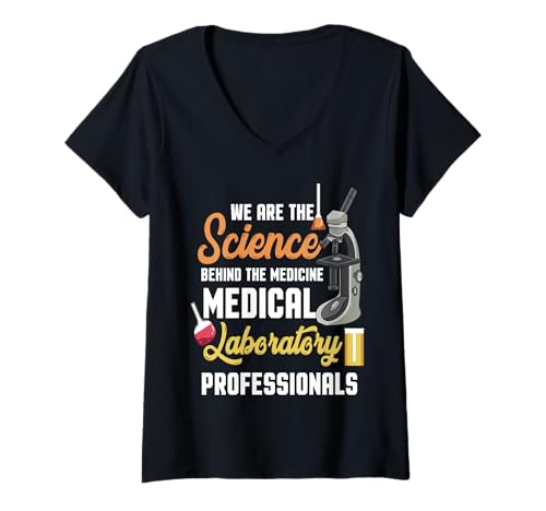 Damen Science Behind The Medicine Funny Medical Lab Worker T-Shirt mit V-Ausschnitt Damen Science Behind The Medicine Funny Medical Lab Worker T-Shirt mit V-Ausschnitt von Funny Medical Laboratory Worker Gifts