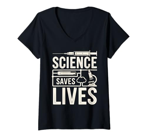 Damen Science Saves Lives Biology Chemie Scientist Healthcare T-Shirt mit V-Ausschnitt Damen Science Saves Lives Biology Chemie Scientist Healthcare T-Shirt mit V-Ausschnitt von Funny Medical Science Saves Lives Gifts & Apparel