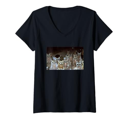 Damen Lustiges Waschbär-Gang-Meme T-Shirt mit V-Ausschnitt Damen Lustiges Waschbär-Gang-Meme T-Shirt mit V-Ausschnitt von Funny Meme Apparel Gifts