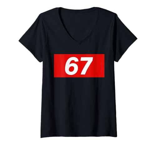 Damen Fun Six Seven 6 7 Meme Design 6 7 T-Shirt mit V-Ausschnitt von Funny Meme Saying 6 7 for Men Women Kids