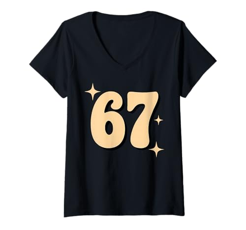 Damen Fun Six Seven 6 7 Meme Design 6 7 T-Shirt mit V-Ausschnitt von Funny Meme Saying 6 7 for Men Women Kids
