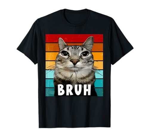 Lustiges Meme Spruch Bruh mit Katze Teens Jungen Männer T-Shirt von Funny Meme Saying Bruh Birthday Cat Lovers