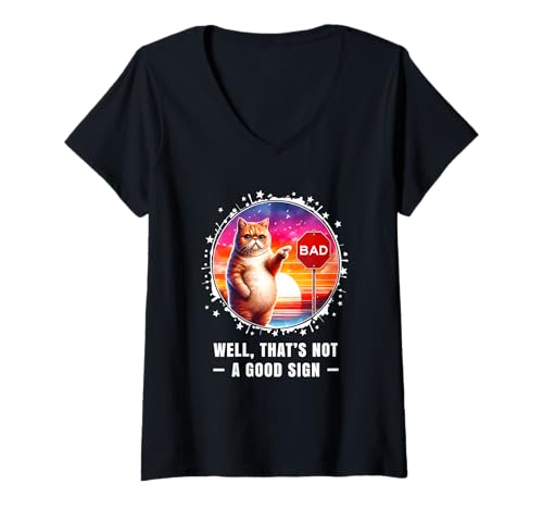 Damen Nun, das ist kein gutes Zeichen, lustige Shirts, Cringe T-Shirt mit V-Ausschnitt von Funny Meme Shirts erschrecken Humor seltsam