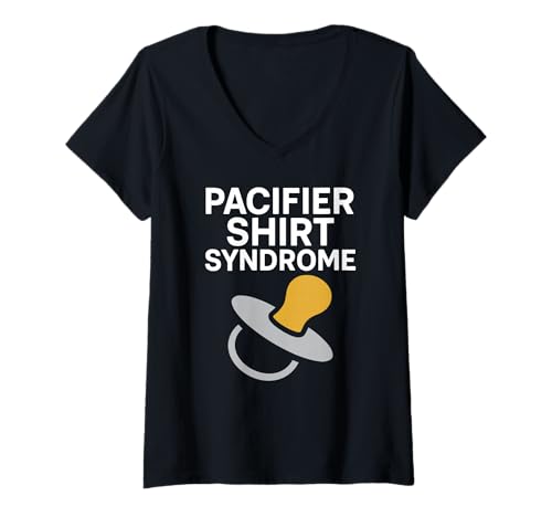 Damen Schnullershirt Syndrom Lustig Meme Internet Witz Viral Trend T-Shirt mit V-Ausschnitt Damen Schnullershirt Syndrom Lustig Meme Internet Witz Viral Trend T-Shirt mit V-Ausschnitt von Funny Meme Tees