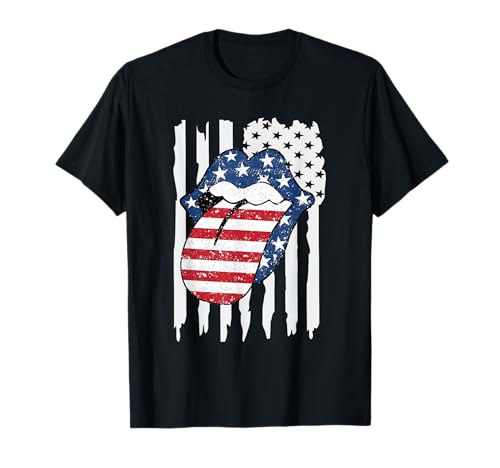 USA Patriotische amerikanische Flagge Zunge Lippen 4. Juli Frauen T-Shirt USA Patriotische amerikanische Flagge Zunge Lippen 4. Juli Frauen T-Shirt von Funny Men & Women Shirts