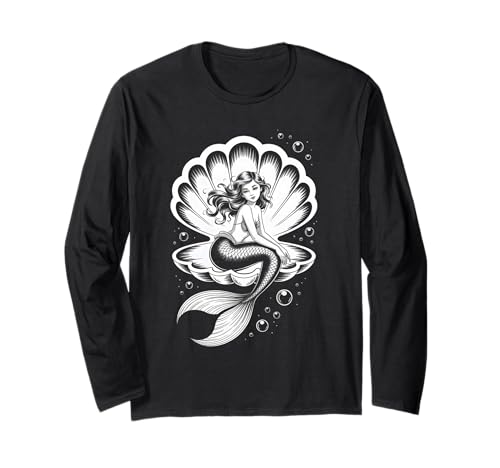 Meerjungfrau Muschel Entspannende Ozean Meerjungfrau Erwachsene Damen Mädchen Langarmshirt Meerjungfrau Muschel Entspannende Ozean Meerjungfrau Erwachsene Damen Mädchen Langarmshirt von Funny Mermaid Clothes Women Adult and Teens Girls