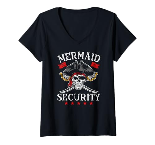 Damen Meerjungfrau Sicherheit Schutz Pirat Meerjungfrau Sicherheit Kostüm T-Shirt mit V-Ausschnitt Damen Meerjungfrau Sicherheit Schutz Pirat Meerjungfrau Sicherheit Kostüm T-Shirt mit V-Ausschnitt von Funny Mermaid Security Costume