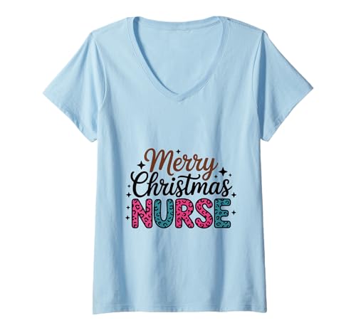 Damen Frohe Weihnachten Krankenschwester Cute Nursing T-Shirt mit V-Ausschnitt Damen Frohe Weihnachten Krankenschwester Cute Nursing T-Shirt mit V-Ausschnitt von Funny Merry Christmas Nurse Cute Nursing
