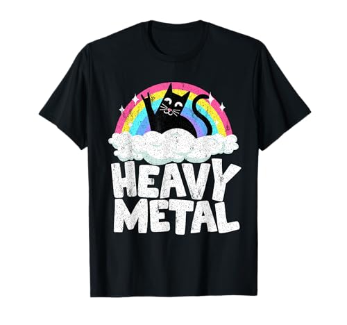 Heavy Metal Cat Satanic Kinder Punk Rock Band Metall Regenbogen T-Shirt Heavy Metal Cat Satanic Kinder Punk Rock Band Metall Regenbogen T-Shirt von Funny Metalheads & Death Metal Gifts For Men Women