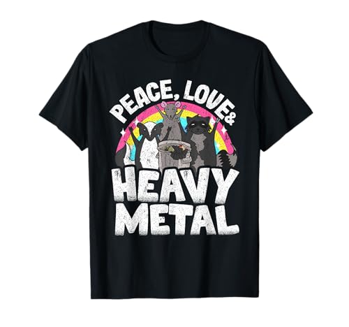 Peace Love & Heavy Metal Trash Band Kinder Punk Metall Regenbogen T-Shirt Peace Love & Heavy Metal Trash Band Kinder Punk Metall Regenbogen T-Shirt von Funny Metalheads & Death Metal Gifts For Men Women