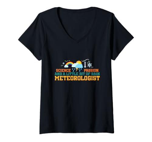 Damen Wissenschaft, Leidenschaft und EIN bisschen Regen T-Shirt mit V-Ausschnitt Damen Wissenschaft, Leidenschaft und EIN bisschen Regen T-Shirt mit V-Ausschnitt von Funny Meteorology Weather Enthusiasts Weatherman
