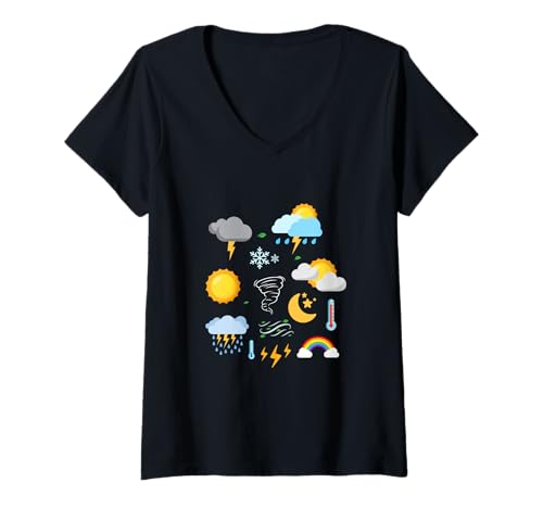Damen Wettervorhersage sarkastischer Humor T-Shirt mit V-Ausschnitt Damen Wettervorhersage sarkastischer Humor T-Shirt mit V-Ausschnitt von Funny Meteorology Weatherman
