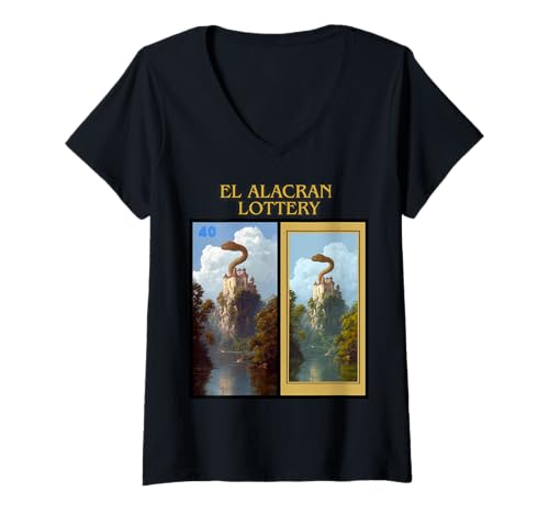 Damen El Alacran Lottery Die Scorpion Card Mexikanische Lotterie T-Shirt mit V-Ausschnitt Damen El Alacran Lottery Die Scorpion Card Mexikanische Lotterie T-Shirt mit V-Ausschnitt von Funny Mexican Lottery Apparel