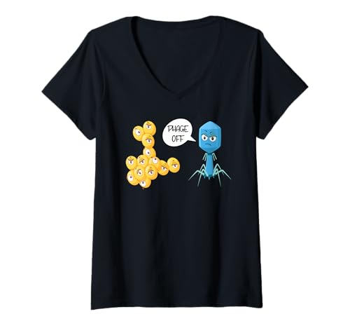 Damen Phage Off Lustiger Bakteriophage T-Shirt mit V-Ausschnitt Damen Phage Off Lustiger Bakteriophage T-Shirt mit V-Ausschnitt von Funny Microbiology Gifts for Microbiologists