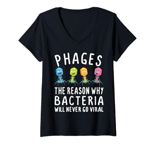 Damen Phagen Grund, Warum Bakterien Niemals virale Bakteriophagen Werden T-Shirt mit V-Ausschnitt Damen Phagen Grund, Warum Bakterien Niemals virale Bakteriophagen Werden T-Shirt mit V-Ausschnitt von Funny Microbiology Gifts for Microbiologists