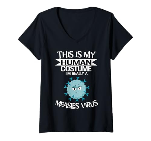Damen This is My Human Costume I'm Really A Masles Virus T-Shirt mit V-Ausschnitt Damen This is My Human Costume I'm Really A Masles Virus T-Shirt mit V-Ausschnitt von Funny Microbiology Gifts for Microbiologists