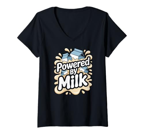 Damen Bereitgestellt von Milk Funny Dairy Enthusiast T-Shirt mit V-Ausschnitt Damen Bereitgestellt von Milk Funny Dairy Enthusiast T-Shirt mit V-Ausschnitt von Funny Milk Lover Cow Enthusiast Humor
