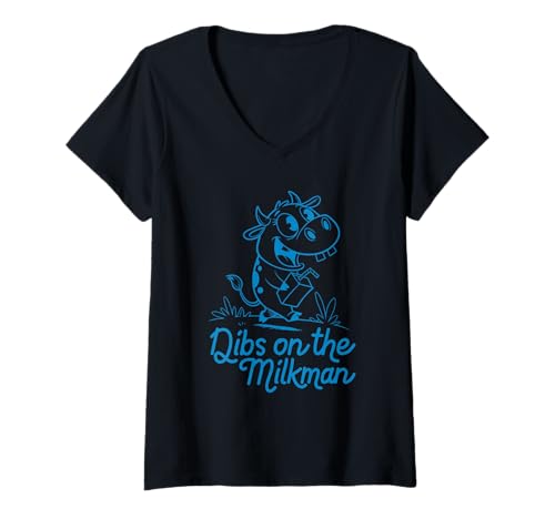 Damen Dibs auf dem Milchmann T-Shirt mit V-Ausschnitt Damen Dibs auf dem Milchmann T-Shirt mit V-Ausschnitt von Funny Milkman Dairy Delivery Costume Jokes